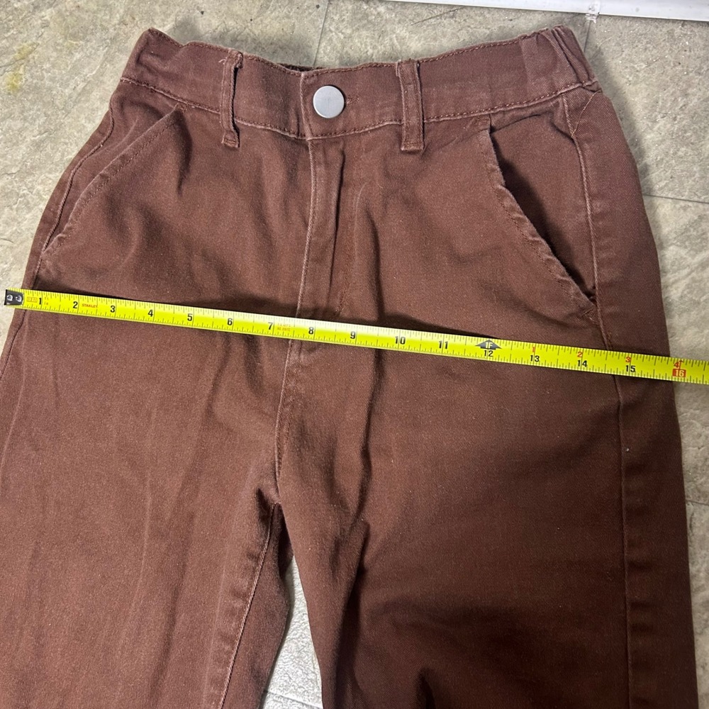 Forever 21 Wide Leg Pants Womens XS Brown High Rise Elastic Waist Skater Utility - Picture 5 of 7